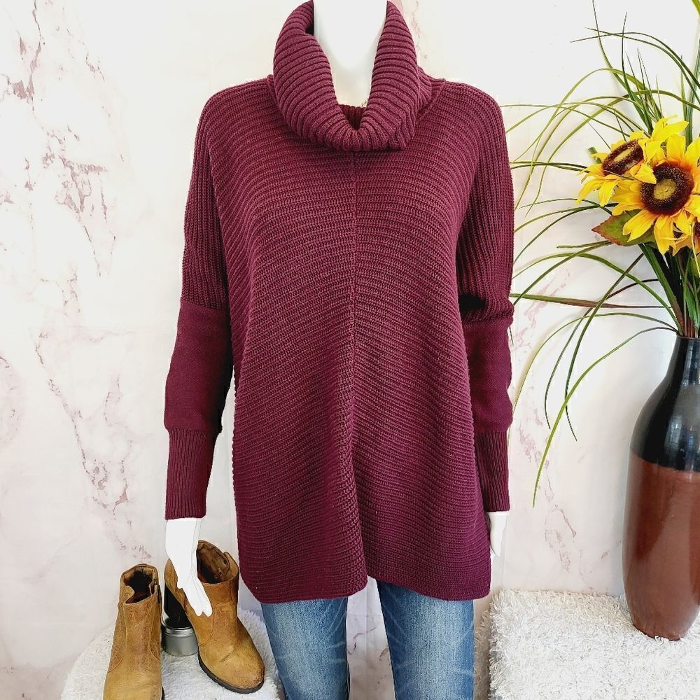 Rachel Zoe soft knit purple wine color cowl neck sweater